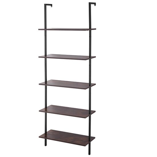 Raft metalic cu 5 x polite incluse din lemn, profil patrat 20x20 mm, Vivatechnix Industrial, 640 x 300 x 1825 mm, Negru