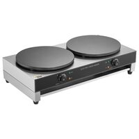 Plita pentru clatite profesionala cu 2 posturi, Inox, putere 3400 W, diametru 2x400 mm, control al temperaturii 50-300°C, dimensiune 865x515x220 mm