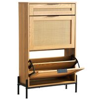 Dulap pantofi, 2 sertare rabatabile si 1 sertar glisant, Lemn Ratan, 647 x 263 x 1028 mm, Maro, max 45 kg