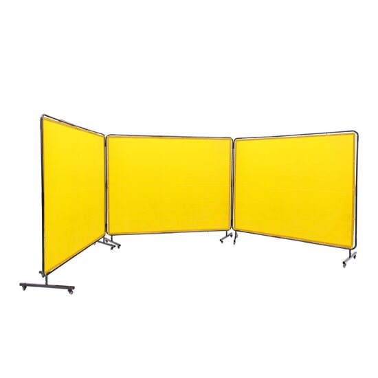 Perdea sudura impotriva scanteilor cu cadru otel, 3 Panouri 183x305 cm, 12 x roti, galben