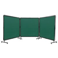 Perdea sudura impotriva scanteilor cu cadru otel, 3 Panouri 183x183 cm, 12 x roti, Verde
