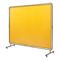 Perdea sudura impotriva scanteilor cu cadru otel, 183x240 cm, 4 x roti, Galben