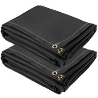 Set 2 Perdele sudura impotriva scanteilor 244x305 cm, fibra de sticla, fara cadru, Negru, inele de agatare, Ignifug