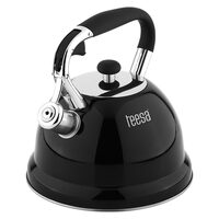 Ceainic cu fluier, Teesa Inox, capacitate 3 l, Negru, fund ingrosat, Diametru 22.5 cm