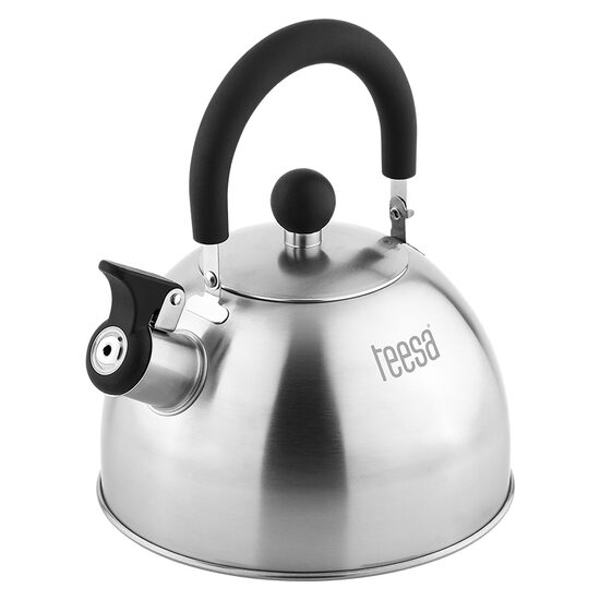 Ceainic cu fluier rabatabil, Teesa Inox, capacitate 1.8 l, Inox, fund ingrosat, Diametru 18.5 cm