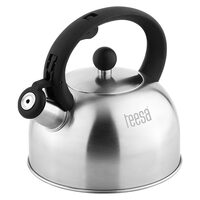 Ceainic cu fluier rabatabil, Teesa Inox, capacitate 2 l, Inox, fund ingrosat, Diametru 18.5 cm, Maner rece