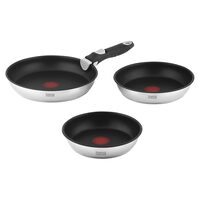 Set 3 tigai Inox cu maner detasabil, Teesa, Indicator incalzire, Suprafata antiaderenta din titan, diameter 22/24/28 cm