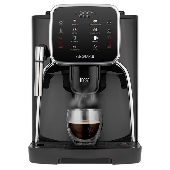 Espressor automat 19 bar, Dispozitiv spumare lapte, 1450W, rezervor apa 1.8 l, 460 x 240 x 340 mm