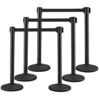Set 6 stalpi delimitare, PVC, Centura in 4 directii lungime 2 m, Negru, Inaltime 85.5 cm