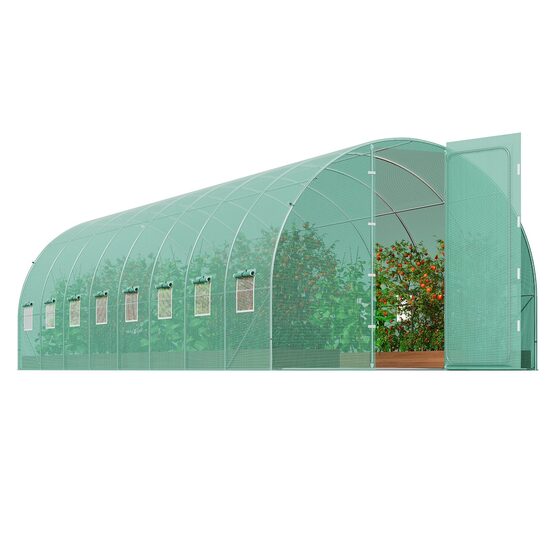 Sera pentru flori si legume, Cadru otel galvanizat, 835x290x225 cm, 16 ferestre, 140 g/cm³ PE, Usa inchidere Velcro