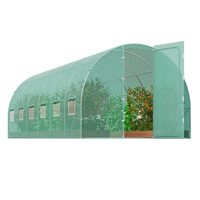 Sera pentru flori si legume, Cadru otel galvanizat, 590x295x225 cm, 12 ferestre, 140 g/cm³ PE, Usa inchidere Velcro