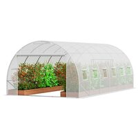 Sera pentru flori si legume, Cadru otel galvanizat, 590x295x198 cm, 12 ferestre, 140 g/cm³ PE, Velcro, Alba