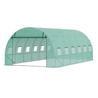 Sera pentru flori si legume, Cadru otel galvanizat, 590x295x198 cm, 12 ferestre, 140 g/cm³ PE, Velcro, verde