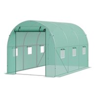 Sera pentru flori si legume, Cadru otel galvanizat, 292x196x190 cm, 6 ferestre, 140 g/cm³ PE, Velcro, verde