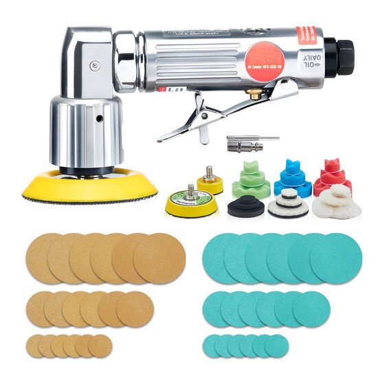 Mini slefuitor pneumatic, 15000 rpm, 1/4", 36 accesorii, 6.2 Bar, 84 l/min, Aluminiu