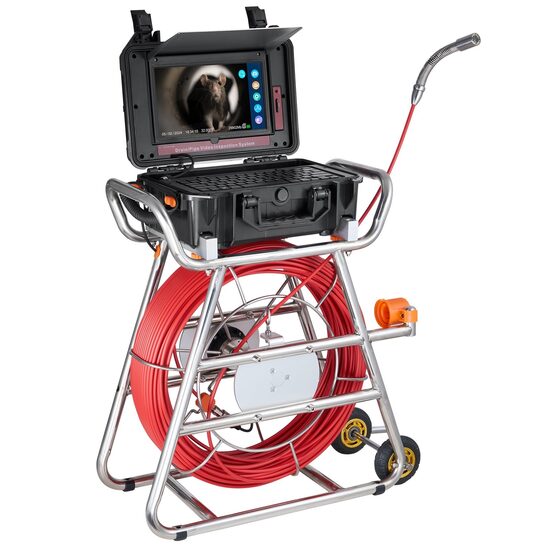 Camera inspectie endoscop, Monitor mare color HD 10.1”, Lungime cablu 100 m, IP68, 12xLed, unghi 145°, Zoom digital 3x