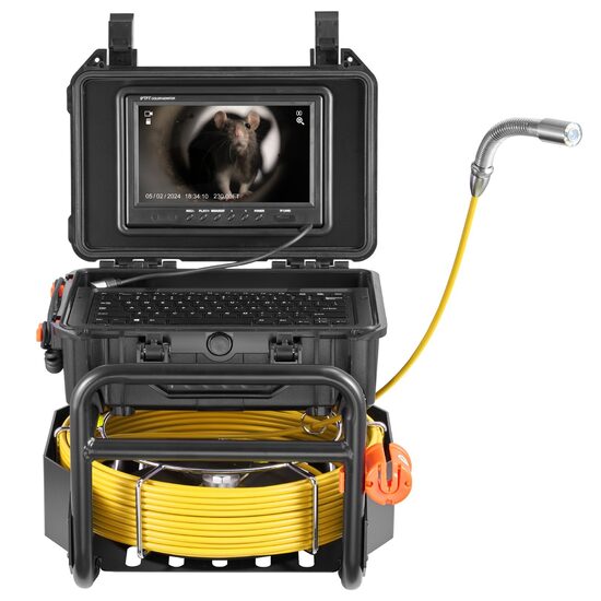 Camera endoscop pentru canalizari/conducte, Monitor full HD 9 inch, Lungime 70 m, unghi larg de 145°, 12 x Led, Li-Ion 4.5Ah