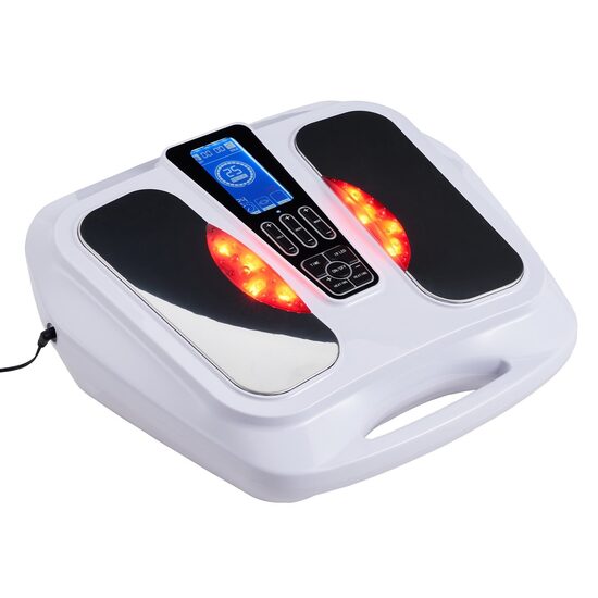 Aparat masaj pentru picioare, tehnologia EMS si TENS, Shiatzu, 4 + 4 electrozi , 25 de moduri si 50 de niveluri de intensitate, Caldura 40-50°C