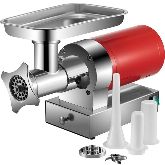 Masina Profesionala electrica de tocat carne, Inox, 1100 W, 180 rpm, 300 kg/ora, accesorii carnati, 2 x site