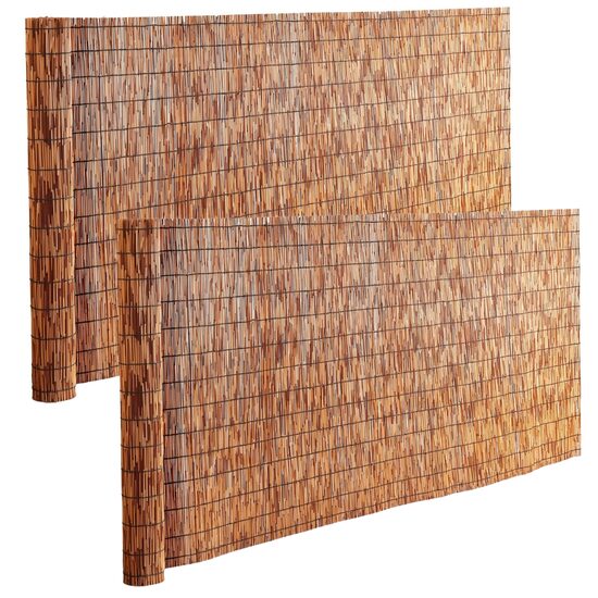 Set 2 x Paravan din stuf 5 x 1.2 m, Protectie vizuala si de vant, Maro, UV