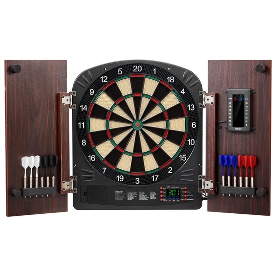 Board Darts electronic, Retro design, 1-8 jucatori, 40 de jocuri cu 590 de variante, 12 sageti cu varf moale, 60 de ace de sageti inlocuibile