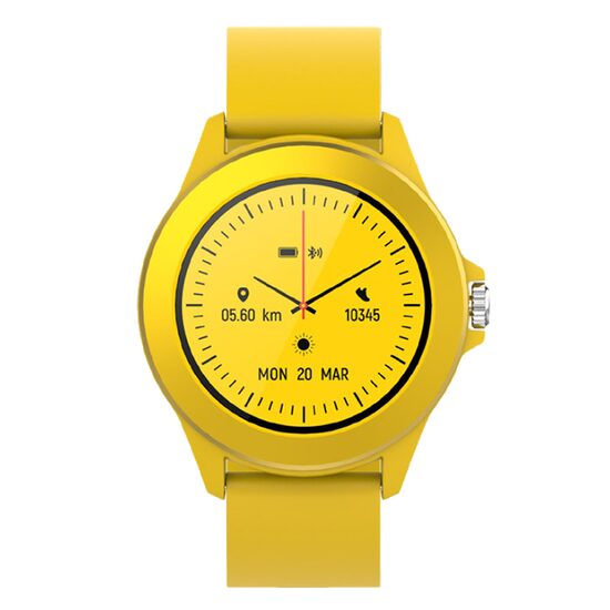 Ceas Smartwatch Colorum, diametru 31 mm, Bluetooth, Rezistent la apa IP 68, ritm cardiac, pedometru, contor de calorii si monitorizare a somnului incorporat, Galben, Carcasa