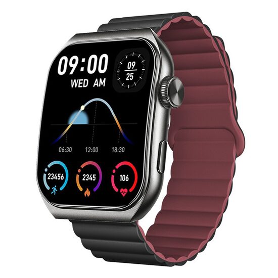 Ceas Smartwatch Amoled 3D, diametru 50 mm, Incarcare inductiva, Bluetooth, rezistent la apa IP67, Timp de lucru 5 zile, Negru
