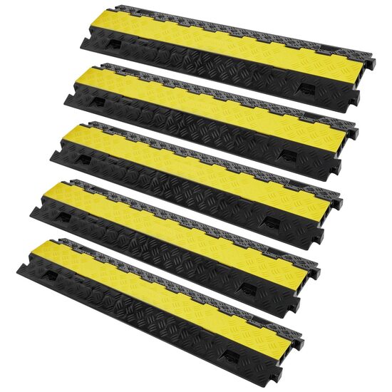 Set 5 Rampe pentru cabluri, max 5443 Kg, 2 x canal, Galben/Negru, 98 x 24 x 4.5 cm