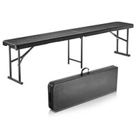 Banca pliabila  1830x307x430 mm, HDPE si Otel, pentru gradina sau catering, Negru