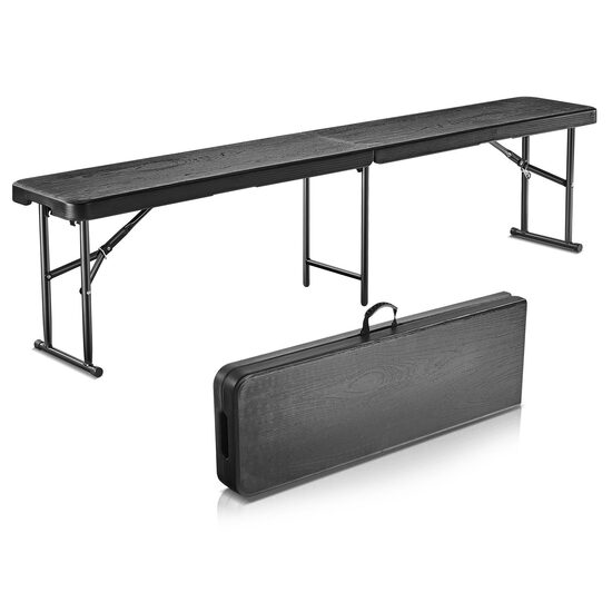 Banca pliabila  1830x307x430 mm, HDPE si Otel, pentru gradina sau catering, Negru
