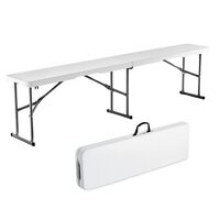 Banca pliabila  1830x307x430 mm, HDPE si Otel, pentru gradina sau catering, Alba