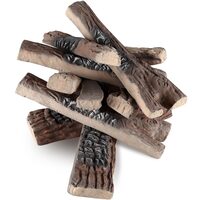 Set 10 lemne ceramice semineu, rezistente la temperaturi inalte 1000 °C, lemn natural pre-ars