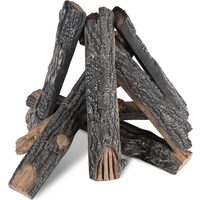 Set 8 lemne ceramice semineu, rezistente la temperaturi inalte 1000 °C, aspect stejar