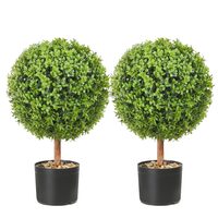 Set 2 plante artificiale, Dimensiuni 350x559 mm, Verde/Maro, PE si lemn