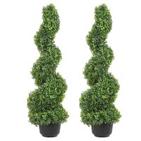 Set 2 plante artificiale spirala, Inaltime 122 cm, Verde, PE si otel