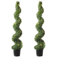Set 2 plante artificiale spirala, Inaltime 152.4 cm, Verde, PE si Otel carbon