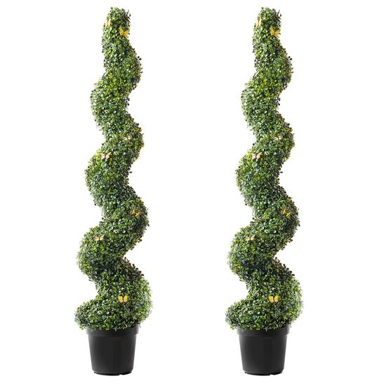 Set 2 plante artificiale spirala, Inaltime 152.4 cm, Verde, PE si Otel carbon