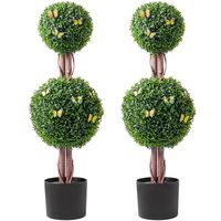 Set 2 plante artificiale, Inaltime 91.4 cm, Verde/Maro, PE si Otel carbon, protectie anti-inclinare