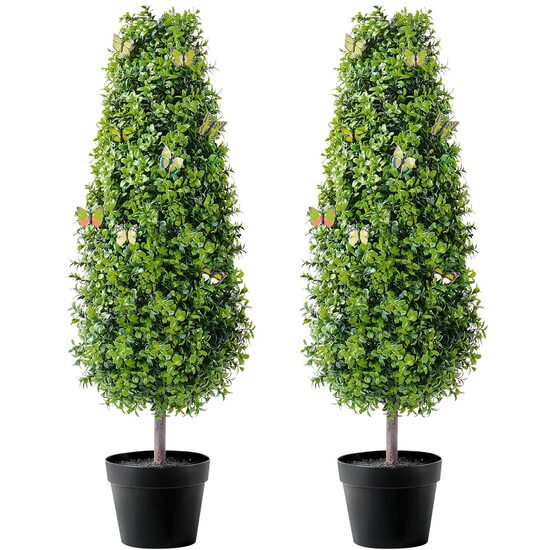 Set 2 plante artificiale, Inaltime 91.4 cm, Verde, PE si Otel carbon, protectie UV