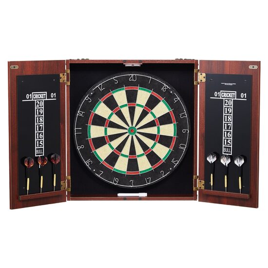 Joc Darts Clasic, Retro design, 1-8 jucatori, 6 sageti cu varf otel, Dimensiune oficiala 18 inch, MDF, 2 x usi