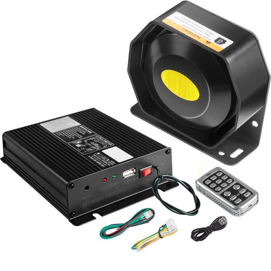 Kit alarma cu microfon pentru auto, 200 W, 125 dB, 18 x tonuri, 12 V DC, difuzor PA