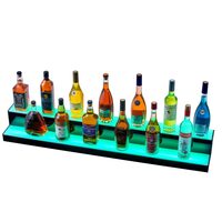 Suport bauturi cu 2 trepte, Iluminare led RGB, Telecomanda si App, USB, retea sau Power Bank, 1210x200x150 mm, Portabil, Acril
