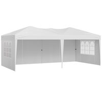 Pavilion de gradina cu pereti laterali cu ferestre, Pliabil, L 5.9 x l 2.96 x H 2.65 m, Alb, Geanta transport