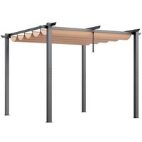 Pavilion cu acoperis retractabil, 3 x 3 x 2.3 m, impermeabilizare superioara si protectie solara UV50+, Aluminiu/Poliester, Bej
