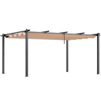 Pavilion cu acoperis retractabil, 3.6 x 4.86 x 2.3 m, impermeabilizare superioara si protectie solara UV50+, Aluminiu/Poliester, Bej