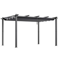 Pavilion cu acoperis retractabil, 2.96 x 3.95 x 2.3 m, impermeabilizare superioara si protectie solara UV50+, Aluminiu/Poliester, Gri