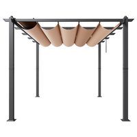 Pavilion cu acoperis retractabil, 2.96 x 3.95 x 2.3 m, impermeabilizare superioara, protectie solara UV50+, Aluminiu/Poliester, Bej