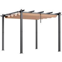Pavilion cu acoperis retractabil, 2.97 x 2.97 x 2.3 m, impermeabilizare superioara, protectie solara UV50+, Aluminiu/Poliester, Bej