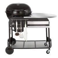 Gratar portabil cu capac si termometru, 4 x roti, 109x79x101 cm, collector cenusa, masa lucru, sertar