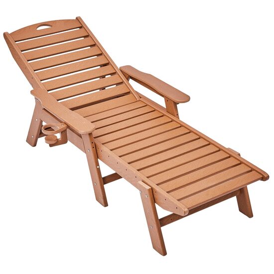 Sezlong cu spatar reglabil, Suport pahar, Maro, 1850 x 725 x 930 mm, material HDPE, WaterProof